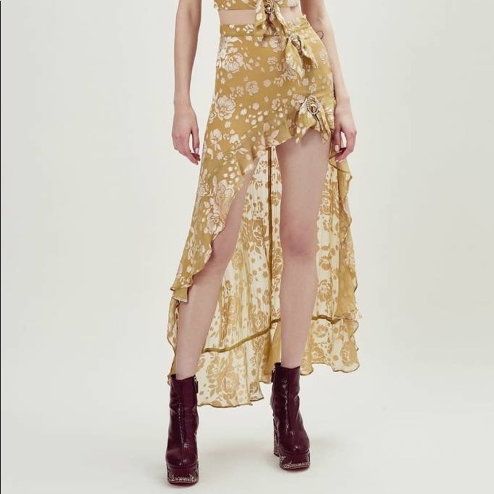 For Love & Lemons Mustard Cosmo Skirt (top not included!)